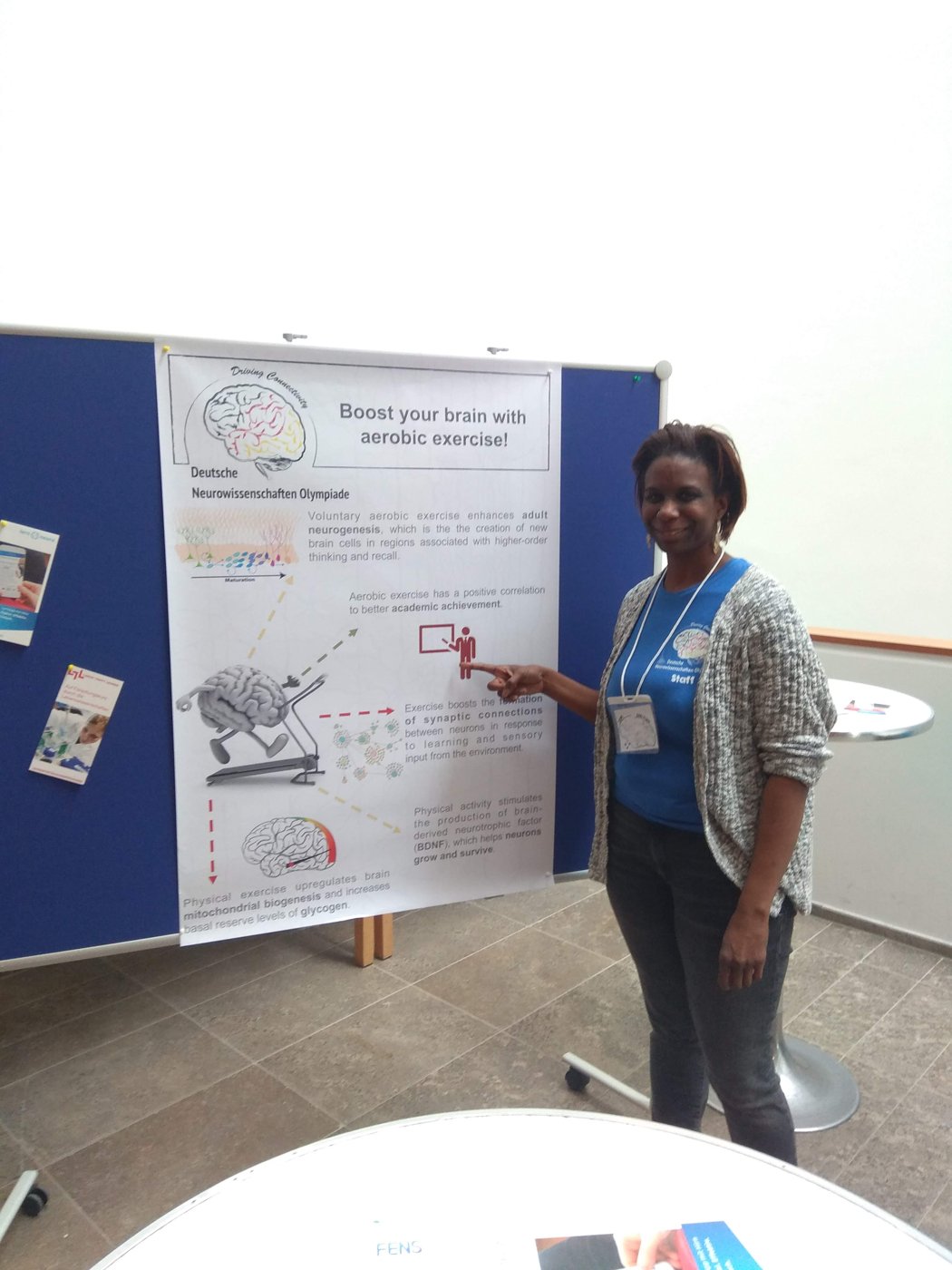Presenting a research poster at an outreach day