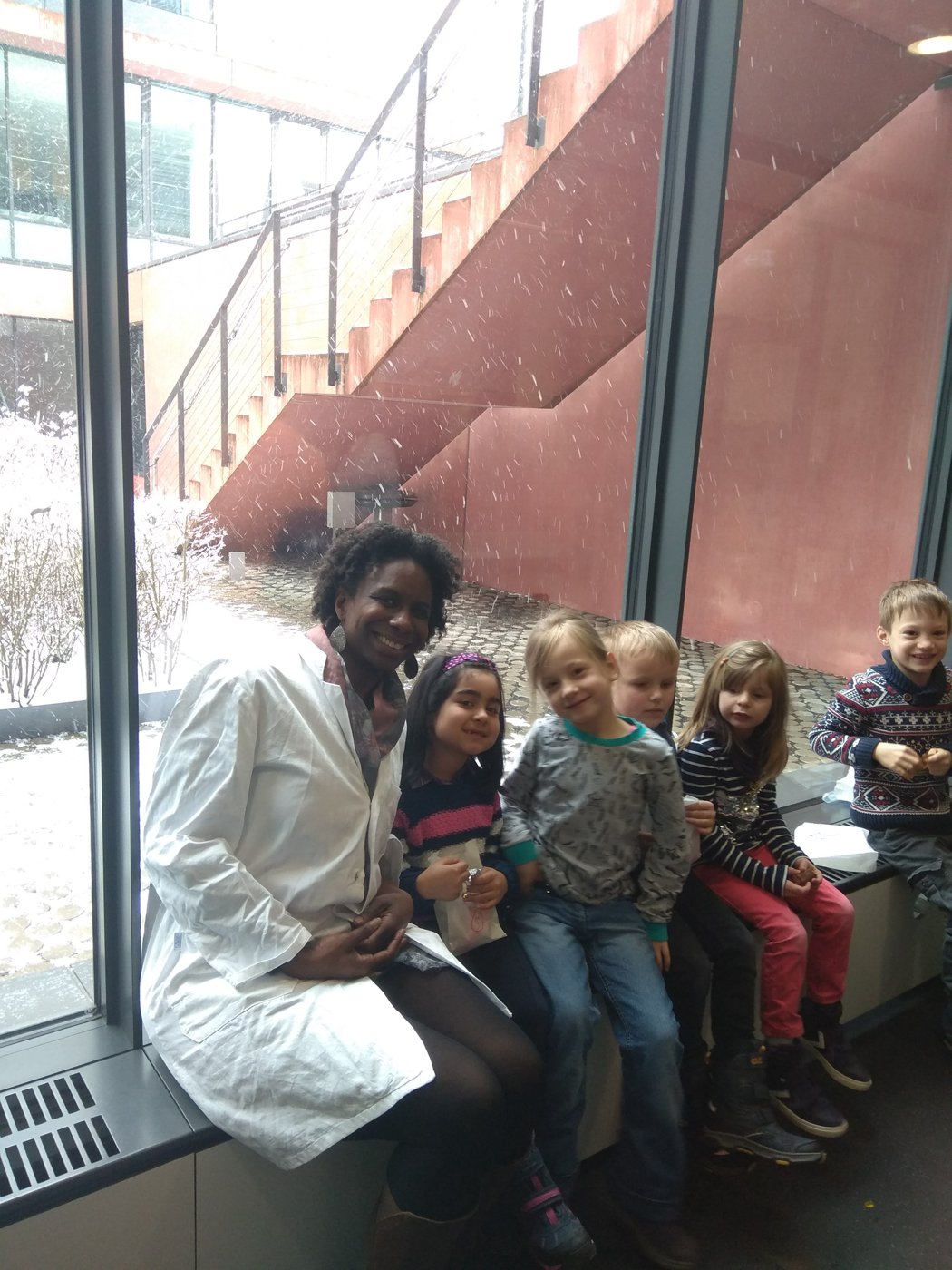 With young students during outreach